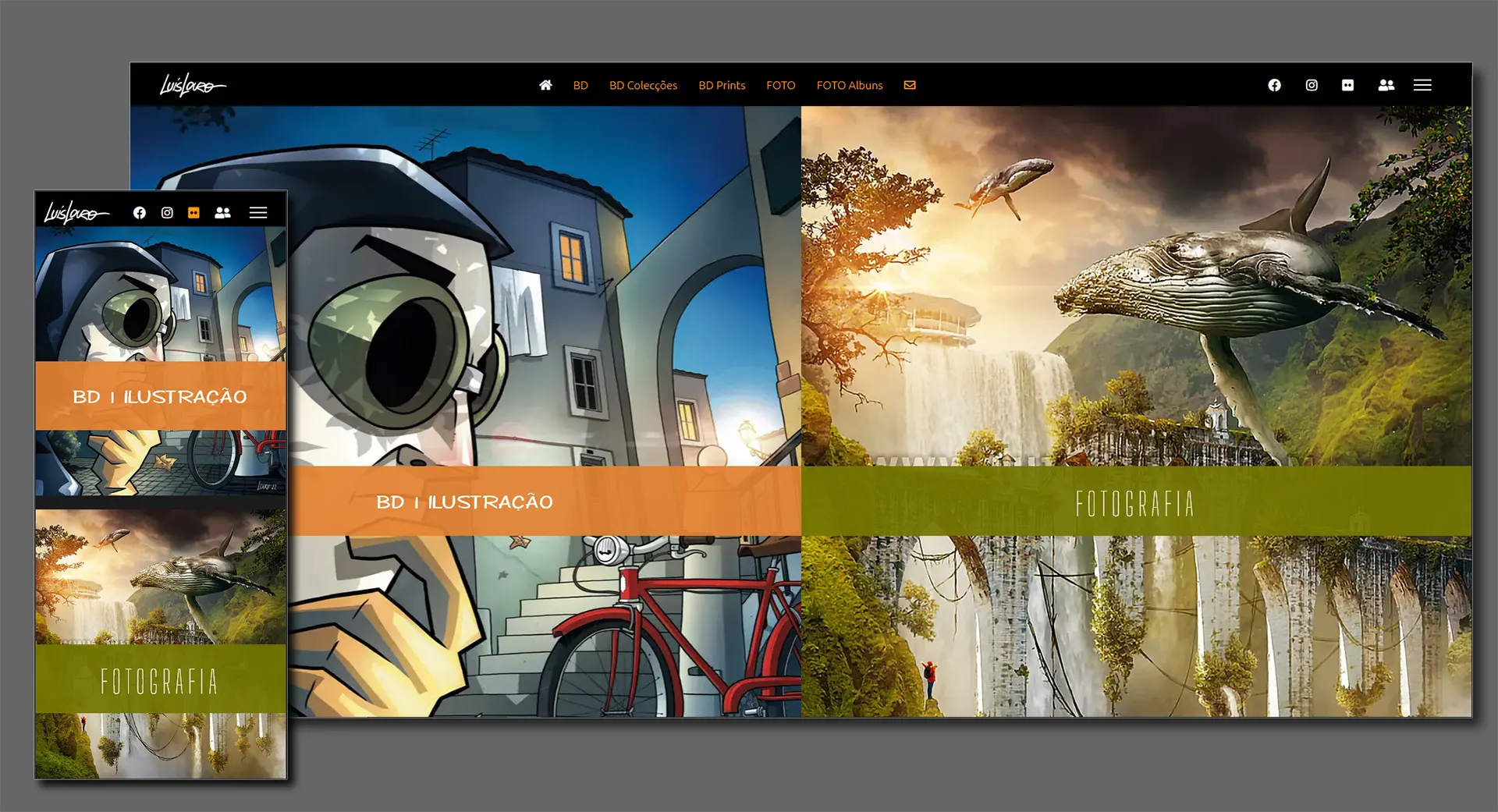 Web Design | Site desenvolvido para o artista Luis Louro, BD e Fotografia | Portfolio sr3ddesign | Luis Louro, Comics and Photography Artist