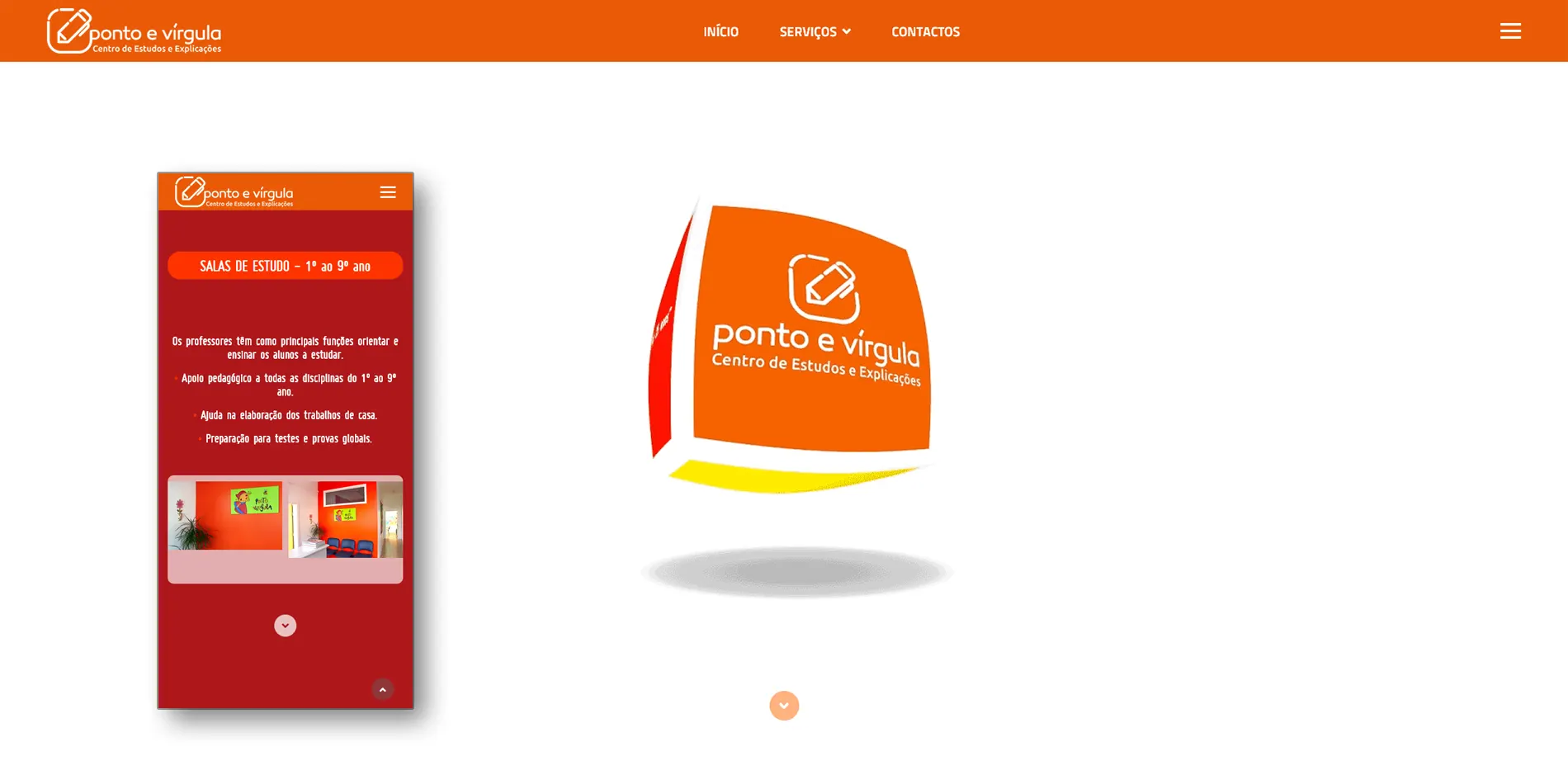 Portefolio | Web Design | Site desenvolvido para Ponto e Vírgula Centro de Estudos e Explicações | Mem Martins, Sintra